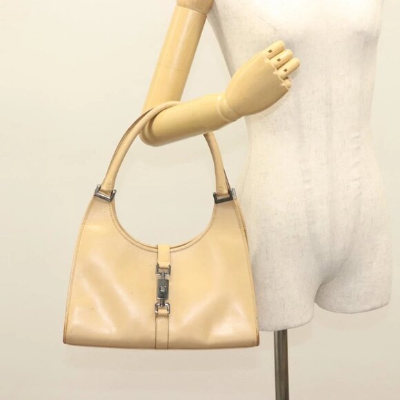 GUCCI Jackie Hand Bag Leather Beige Silver 002 1067 Auth bs28439 - Picture 15 of 16